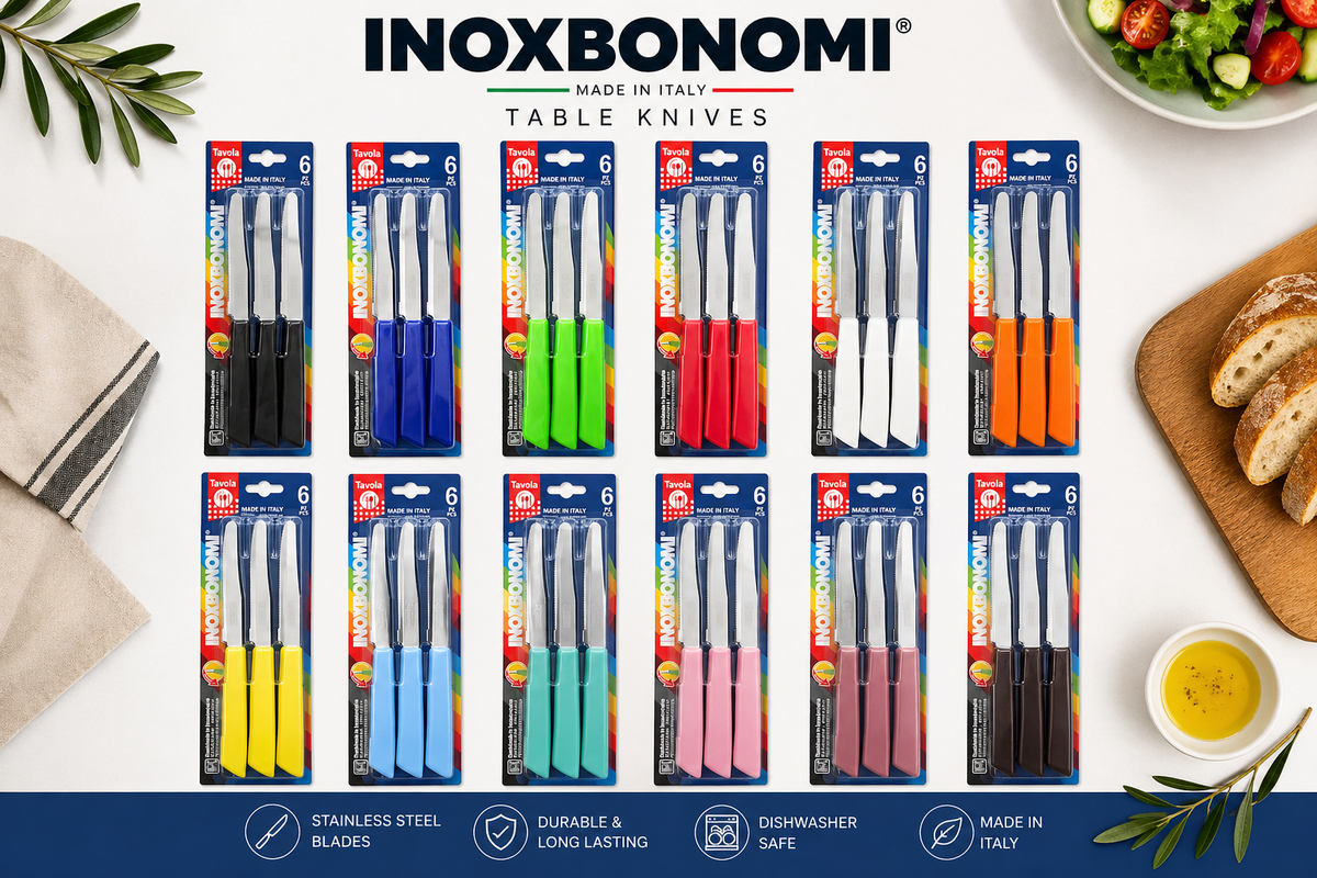 INOXBONOMI Table Knives (Various Colors, Round Tip) Set Of 6