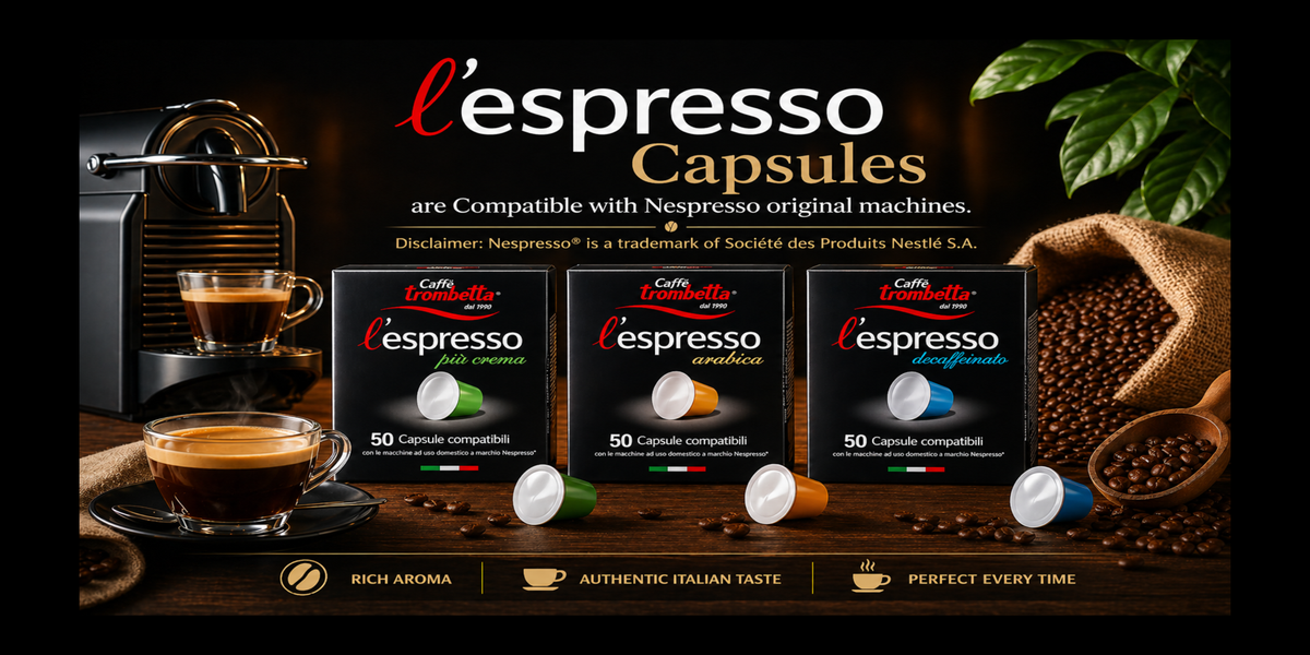 Image of 3 varieties l'espresso Capsules, Arabica, Piu Crema & Decaf