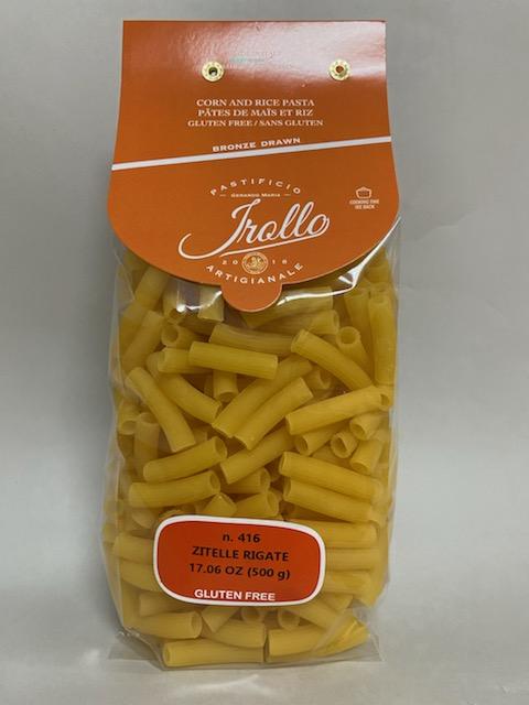 Package of Irollo gluten-free Zitelle Rigate n. 416 pasta. 