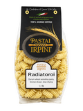 Packaged Radiatoroi pasta with 'Pastai Irpini' branding.